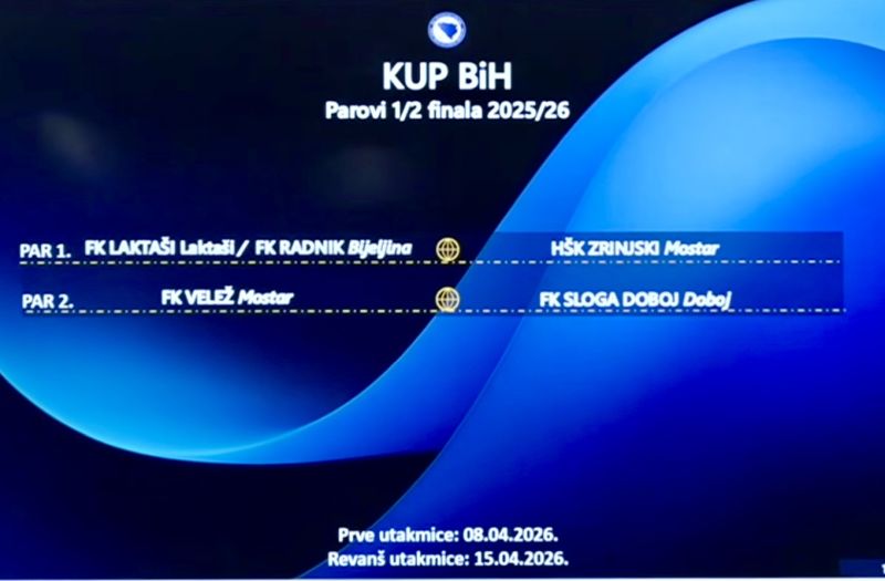 Poznati parovi polufinala Kupa BiH