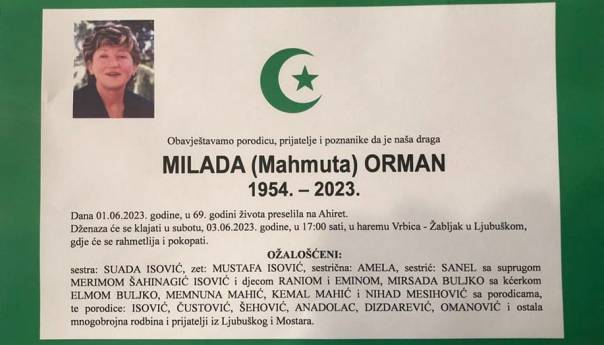Preminula profesorica Milada Orman