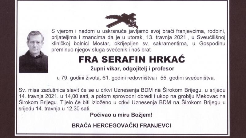 Preminuo akademik Serafin Hrkać
