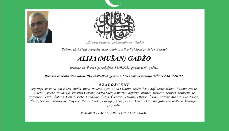 Preminuo poznati privrednik Alija Gadžo