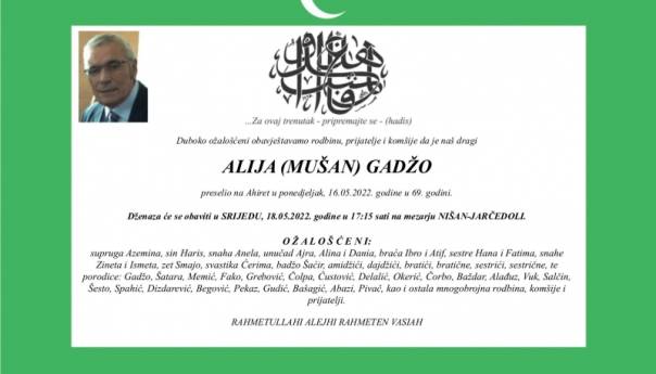 Preminuo poznati privrednik Alija Gadžo