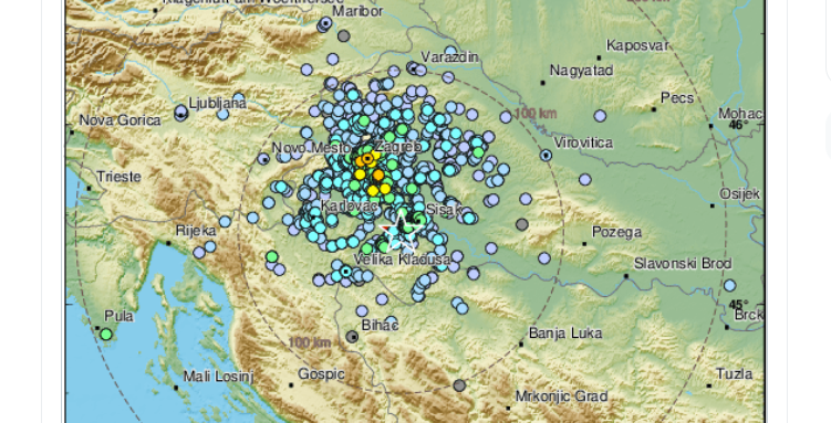 Prilično jak potres magnitude 3,8 po Richteru kod Petrinje