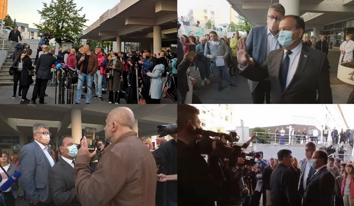 Protest ispred KBC-a Zagreb zbog Covid potvrda