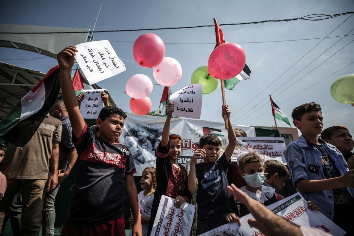 Protest palestinske djece u Gazi protiv izraelske blokade