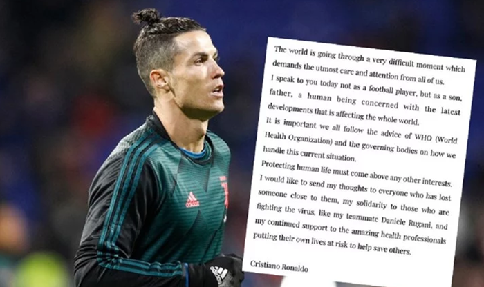 Ronaldo se oglasio iz samoizolacije: Pišem vam ovo kao sin, otac i ljudsko biće