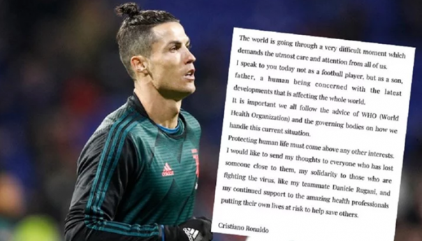Ronaldo se oglasio iz samoizolacije: Pišem vam ovo kao sin, otac i ljudsko biće