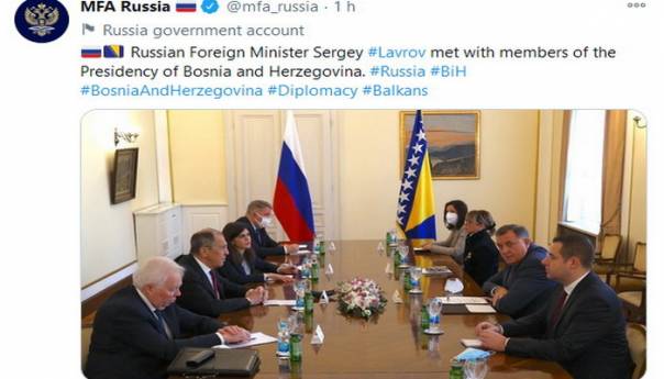 Rusko MVP objavilo lažnu vijest o sastanku Lavrova s članovima Predsjedništva BiH