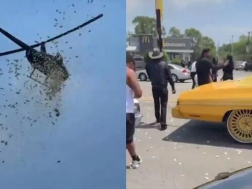 SAD: Iz helikoptera bačena hrpa novca na ulicu, ljudi u nevjerici