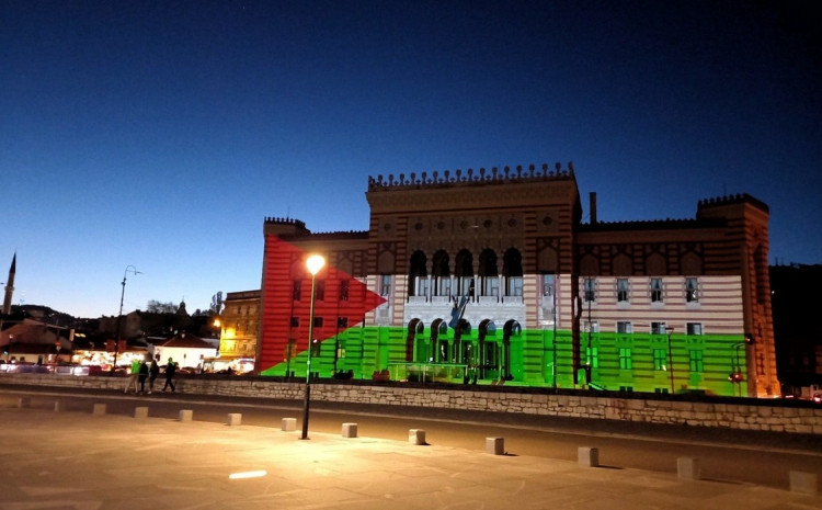 Sarajevska Vijećnica večeras u bojama zastave Palestine