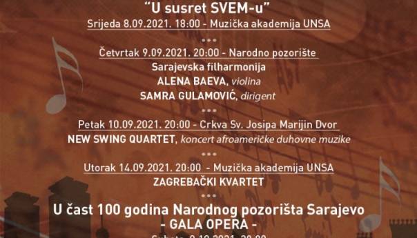 Sarajevske večeri muzike pomjerene za jesen