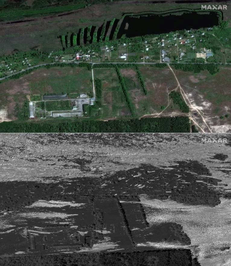 Satelitske snimke prije i poslije pokazuju razmjere katastrofe u Ukrajini