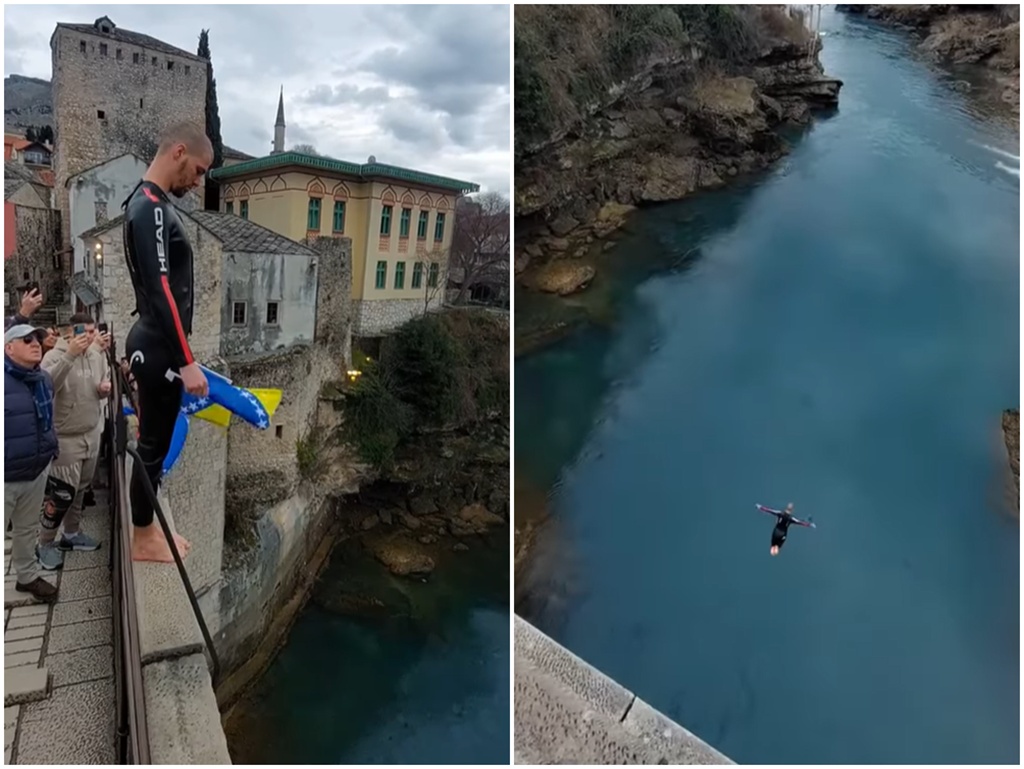 Izveden skok sa Starog mosta povodom Dana nezavisnosti BiH