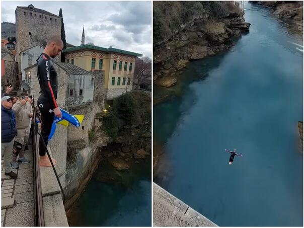 Izveden skok sa Starog mosta povodom Dana nezavisnosti BiH
