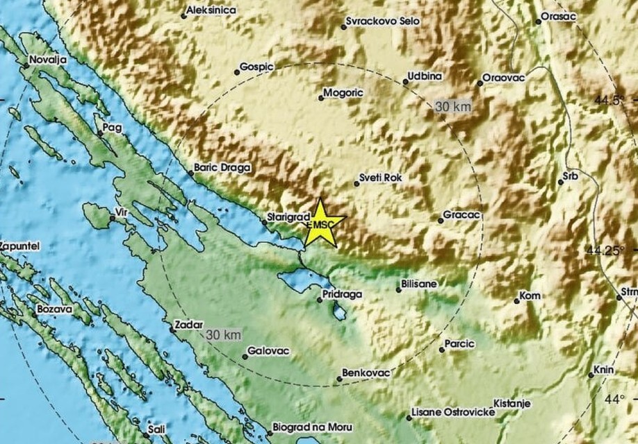Slab potres rano jutros zatresao područje oko Zadra