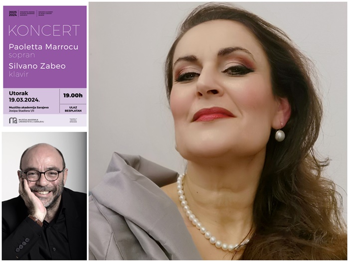 Sopranistica Paoletta Marrocu i pijanista Silvano Zabeo na Muzičkoj akademiji UNSA