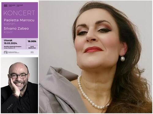 Sopranistica Paoletta Marrocu i pijanista Silvano Zabeo na Muzičkoj akademiji UNSA
