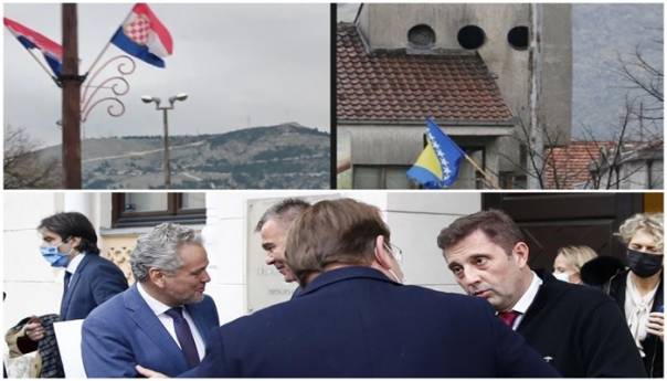 Sramna poruka Varhelyia u Mostaru: Grad podijeljen zastavama primjer za BiH