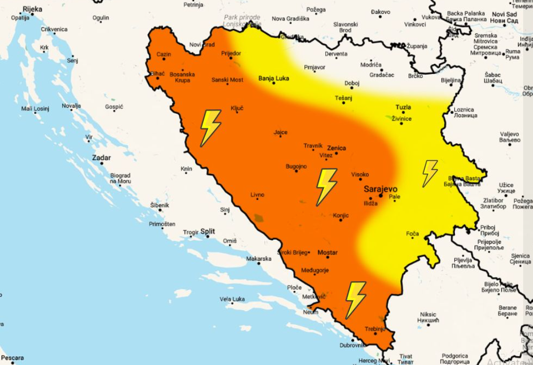 Stiže oluja s grmljavinom u veći dio BiH