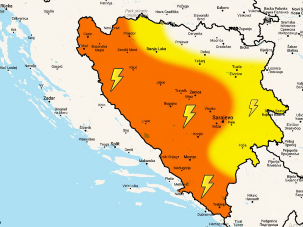 Stiže oluja s grmljavinom u veći dio BiH