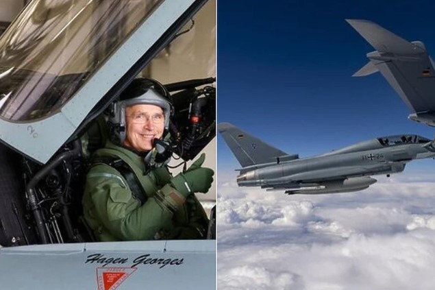 Stoltenberg u ratnom avionu Luftwaffee, letio s njemačkim timom