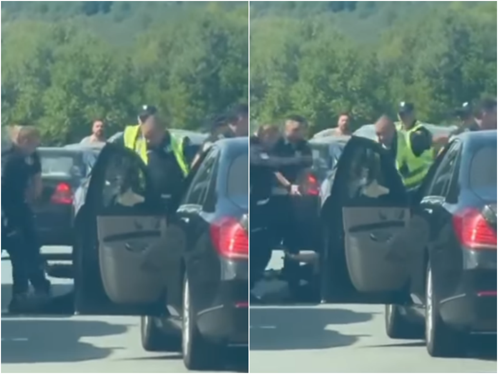 Stravično nasilje kod Beograda: Policajci šutiraju muškarca koji je na podu