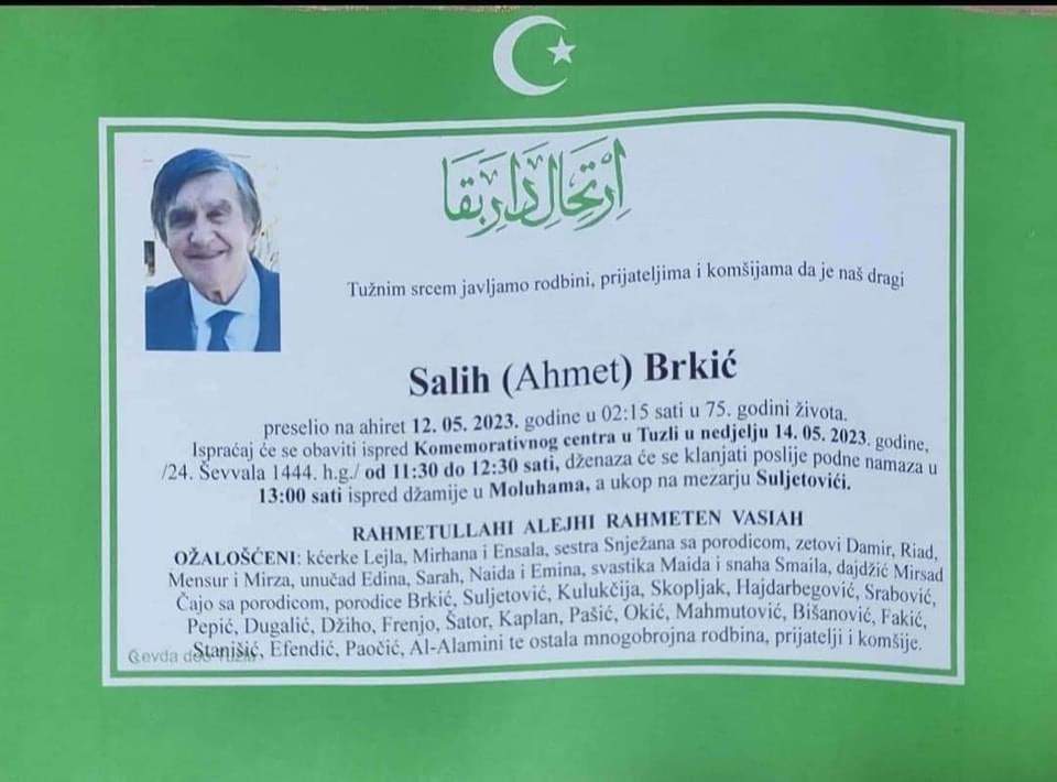 Sutra dženaza Salihu Brkiću