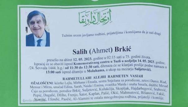 Sutra dženaza Salihu Brkiću