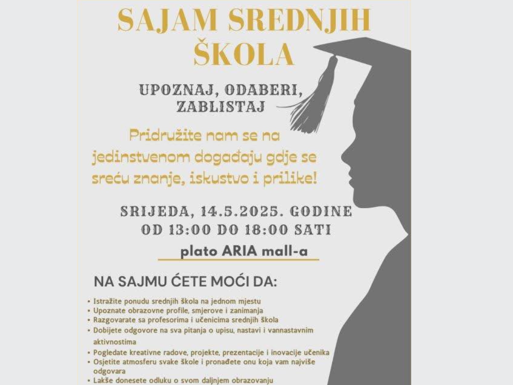 Sutra u Sarajevu Sajam srednjih škola