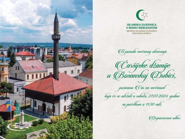 Svečano otvorenje Čaršijske džamije u Bosanskoj Dubici 27. jula