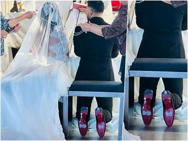 Totalni hit: Mladoženja porukom na cipelama nasmijao sve