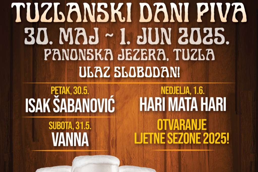 Tuzlanski dani piva od 30. maja do 1. juna u kompleksu Panonskih jezera