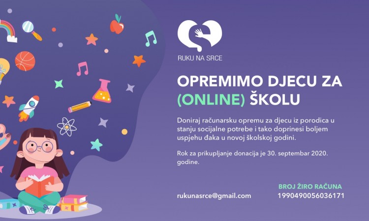 Udruženje 'Ruku na srce' realizira projekt 'Opremimo djecu za (online) školu'
