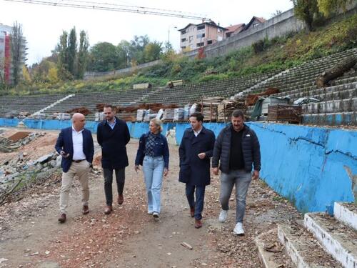 Uk i Kalamujić obišli južnu tribinu Grbavice: Vlada KS izdvojila 4,7 miliona KM