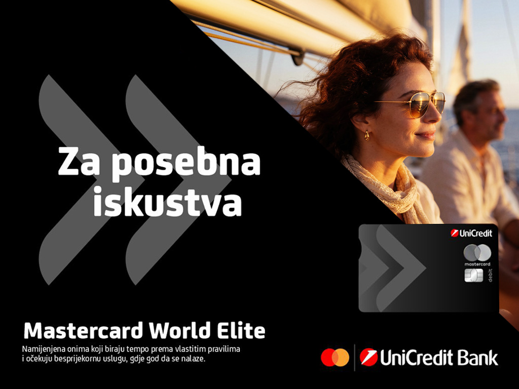UniCredit u BiH predstavlja Mastercard World Elite karticu – karticu za posebna iskustva