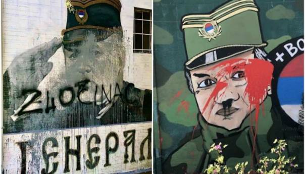 Uništeni murali ratnom zločincu Ratku Mladiću u dvije beogradske općine
