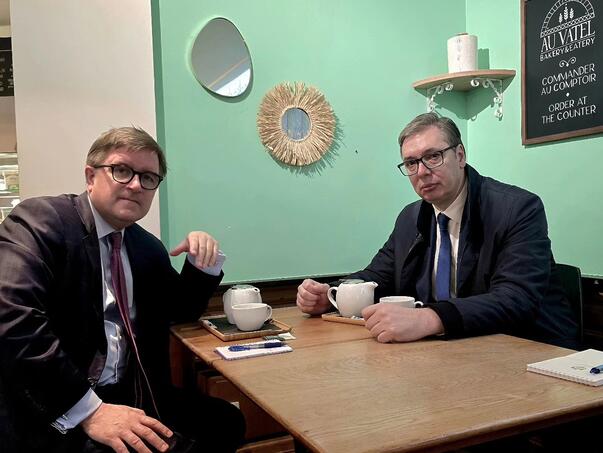 Uz čaj o sankcijama: Vučić s O’Brienom u Briselu