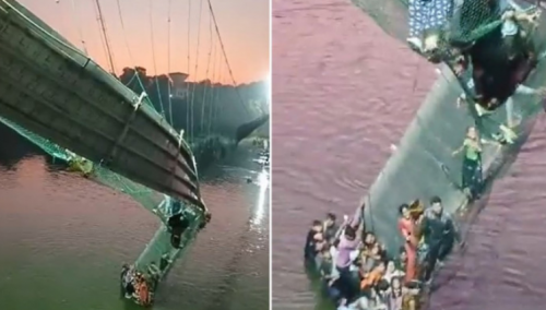Užas u Indiji: Srušio se most, ljudi vise sa kablova, veliki broj mrtvih