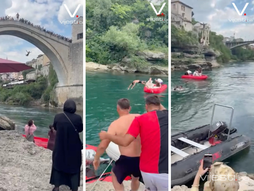 Uznemirujući snimak: Nakon skoka sa Starog mosta nestao pod vodom, spašen je