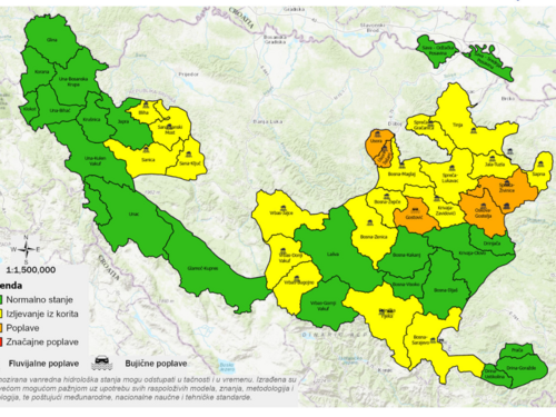 Vanredno hidrološko stanje: Porast vodostaja u slivovima Bosne, Vrbasa i Spreče