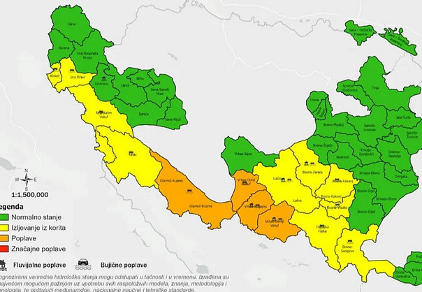 Vanredno stanje: Moguće poplave u više kantona u BiH