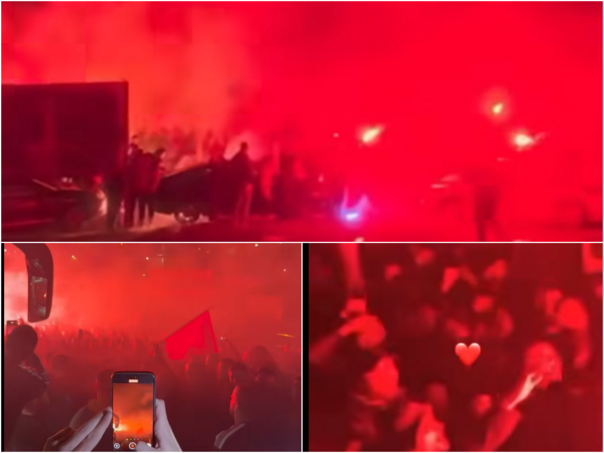 Vatrena fešta na Koševu: Navijači dočekali fudbalere Sarajeva nakon pobjede