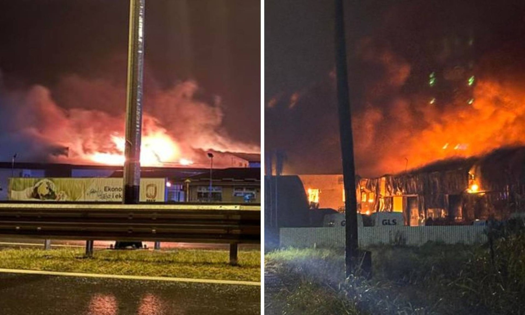 Veliki požar u Osijeku: Gore skladišta na južnoj obilaznici, čuju se jake eksplozije