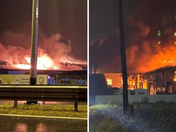 Veliki požar u Osijeku: Gore skladišta na južnoj obilaznici, čuju se jake eksplozije