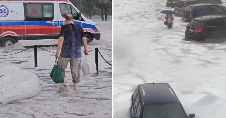 Veliko nevrijeme je jučer zahvatilo poljski grad, ulice bile prekriveno ledom