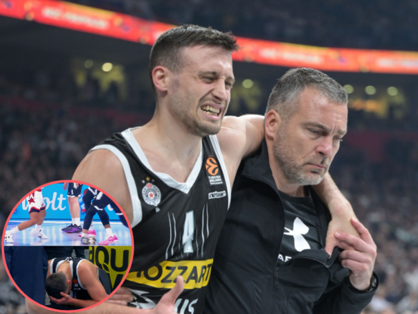 Video: Košarkaš Partizana Aleksa Avramović slomio nogu!