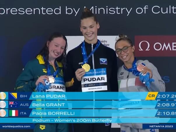 Video / Lana Pudar na najvišem postolju, himna BIH u Izraelu