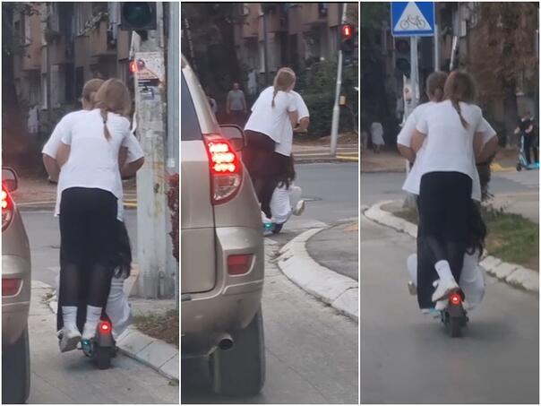 Video / Nevjerovatne scene: Tri djevojke na romobilu u Sarajevu
