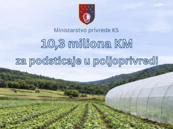 Vlada KS za razvoj poljoprivrede i ruralnih područja osigurala 10,3 miliona KM