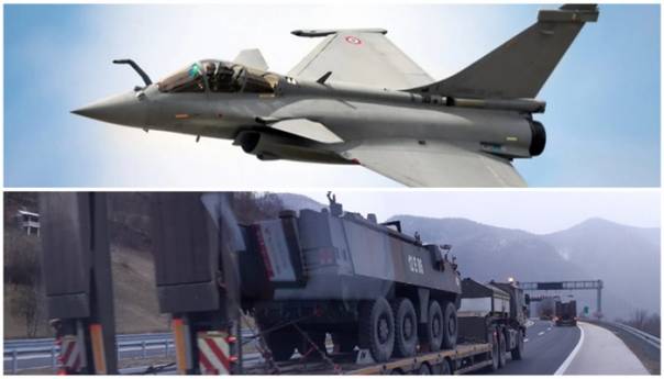 Vojna vozila EUFOR-a na tlu BiH, na bh. nebu francuski avioni