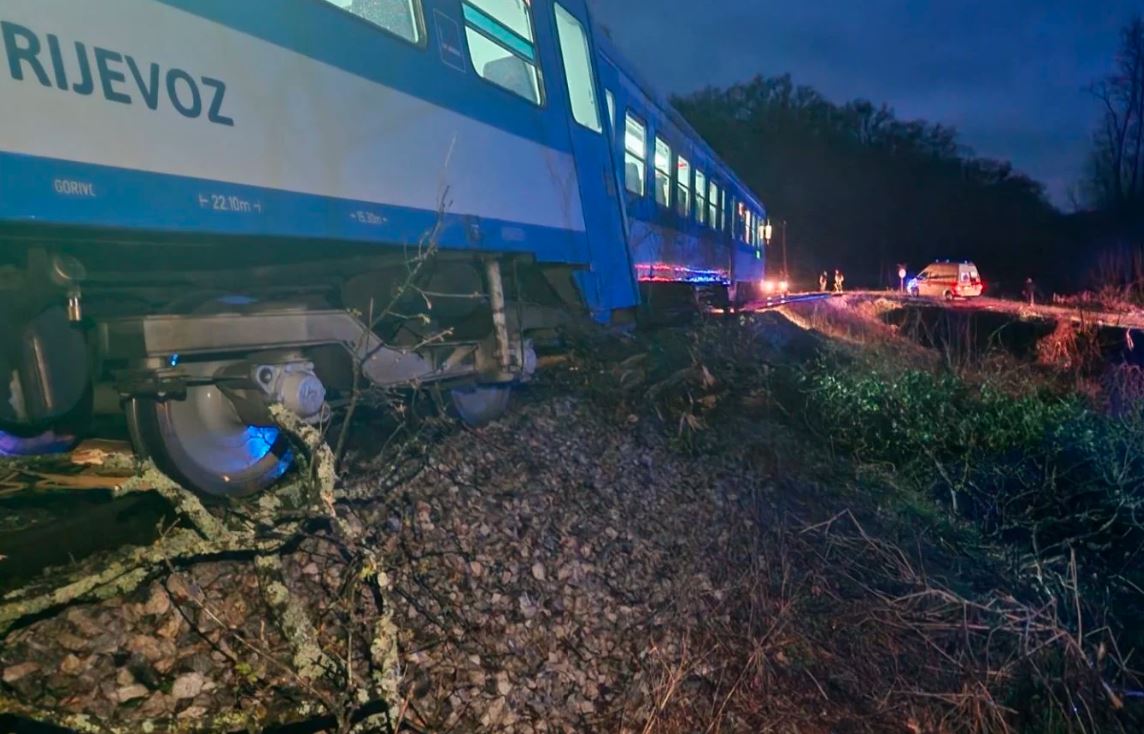 Voz kod Bjelovara naletio na srušeno drvo i iskočio s pruge